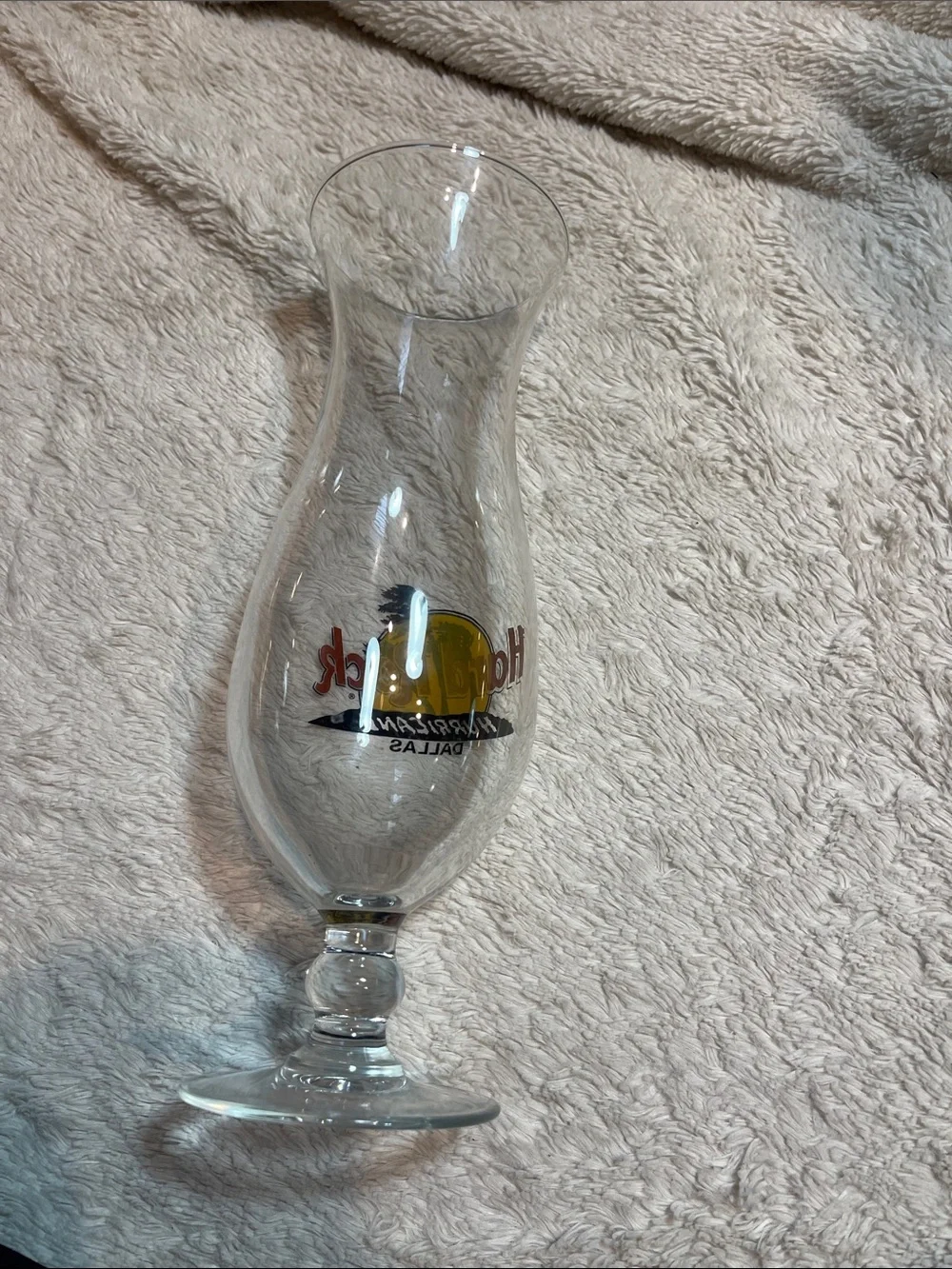 Hard Rock Hurricane Glass Dallas, Texas - Clear Glass with Yellow & Red Logo